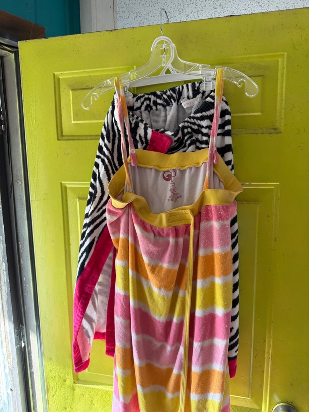 2 OP Women’s Striped Pink, Yellow & Orange Tank Cover-up/ zebra print strapless
